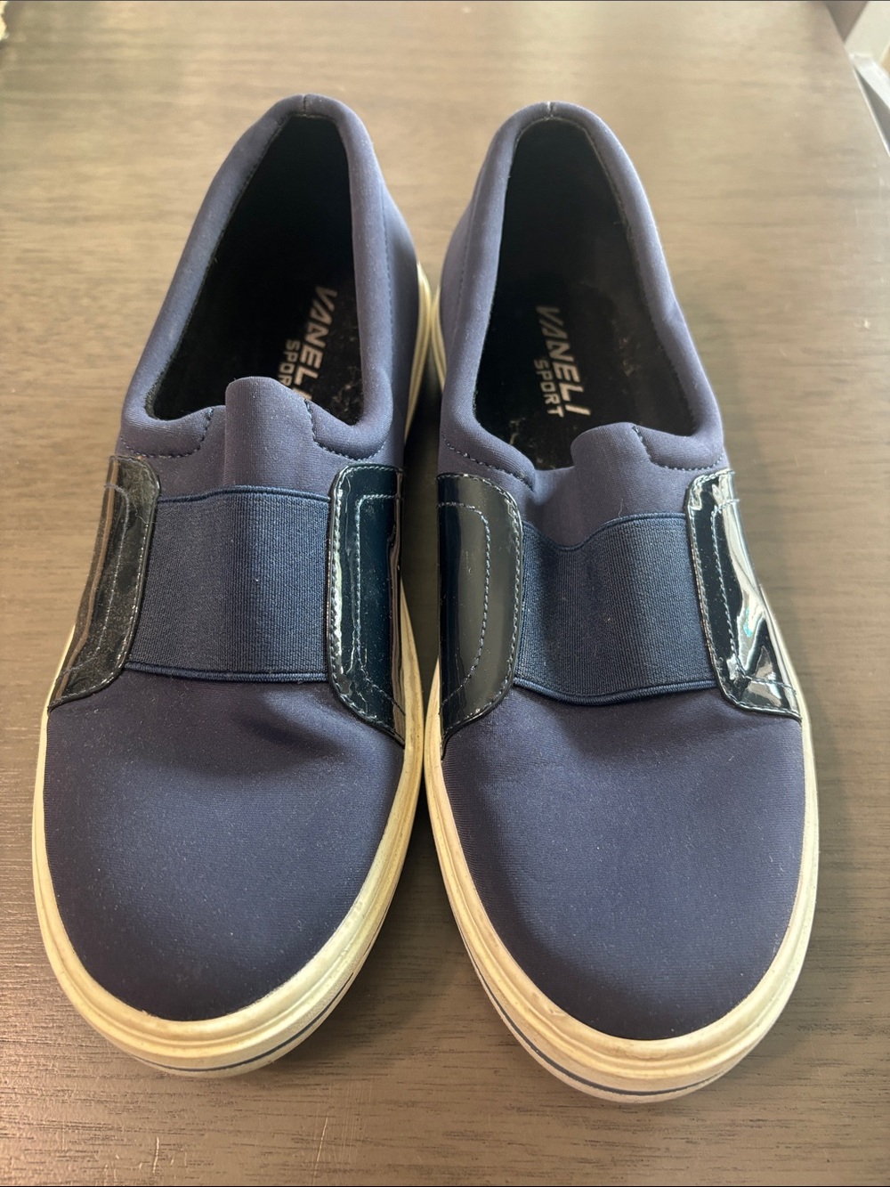 Vaneli Navy and Black Slip-On Casual Loafers